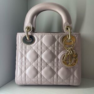 Mini Lady Dior Metallic Pink with Strap